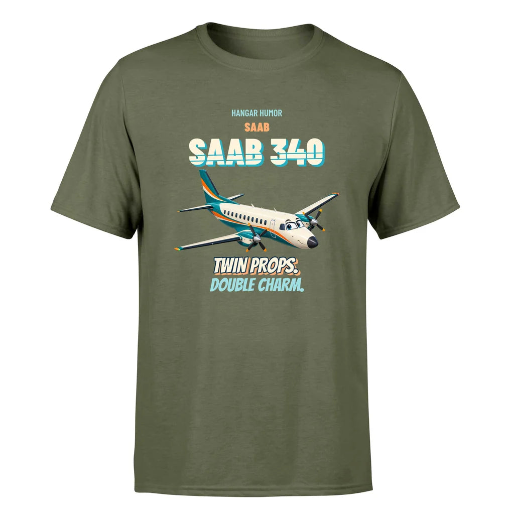 Saab 340B - Twin props. Double charm. - Premium T-Shirt design on greenarmy premium t shirt