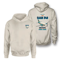 Thumbnail for Saab 340B - Twin props. Double charm. - Double-Side Hoodie design on khaki double side hoodie