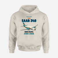 Thumbnail for Saab 340B - Twin props. Double charm. design on khaki hoodie single side