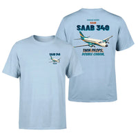 Thumbnail for Saab 340B - Twin props. Double charm. - Double-Side T-Shirt design on lightblue double side t shirt