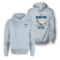 Thumbnail for Saab 340B - Twin props. Double charm. - Double-Side Hoodie design on light blue double side hoodie