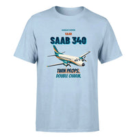 Thumbnail for Saab 340B - Twin props. Double charm. - Premium T-Shirt design on lightblue premium t shirt