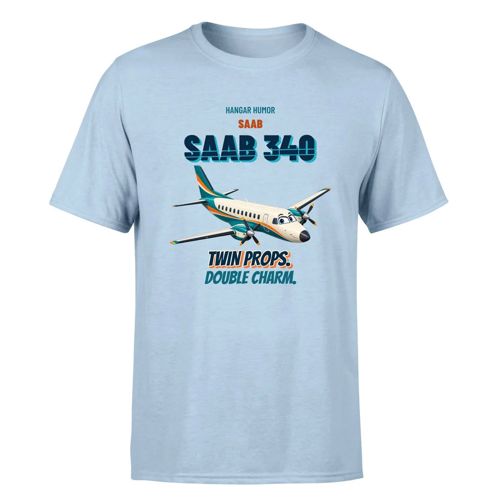 Saab 340B - Twin props. Double charm. - Premium T-Shirt design on lightblue premium t shirt