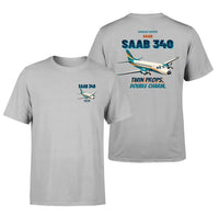 Thumbnail for Saab 340B - Twin props. Double charm. - Double-Side T-Shirt design on lightgray double side t shirt