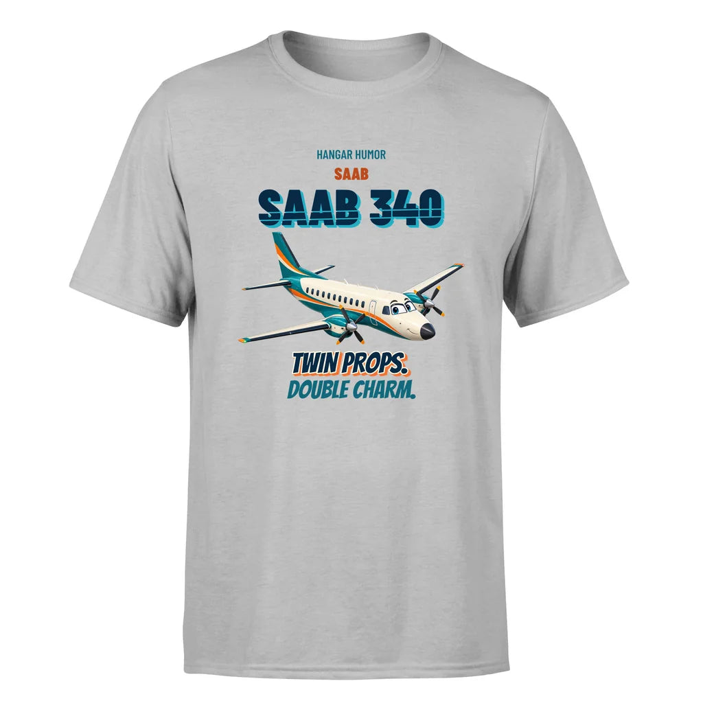 Saab 340B - Twin props. Double charm. - Premium T-Shirt design on lightgray premium t shirt