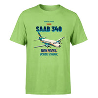 Thumbnail for Saab 340B - Twin props. Double charm. - Premium T-Shirt design on lightgreen premium t shirt