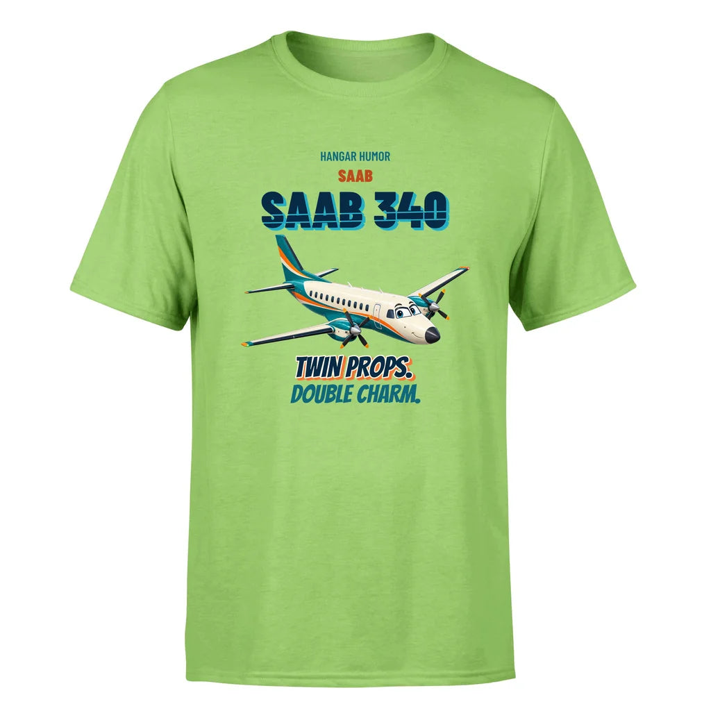 Saab 340B - Twin props. Double charm. - Premium T-Shirt design on lightgreen premium t shirt