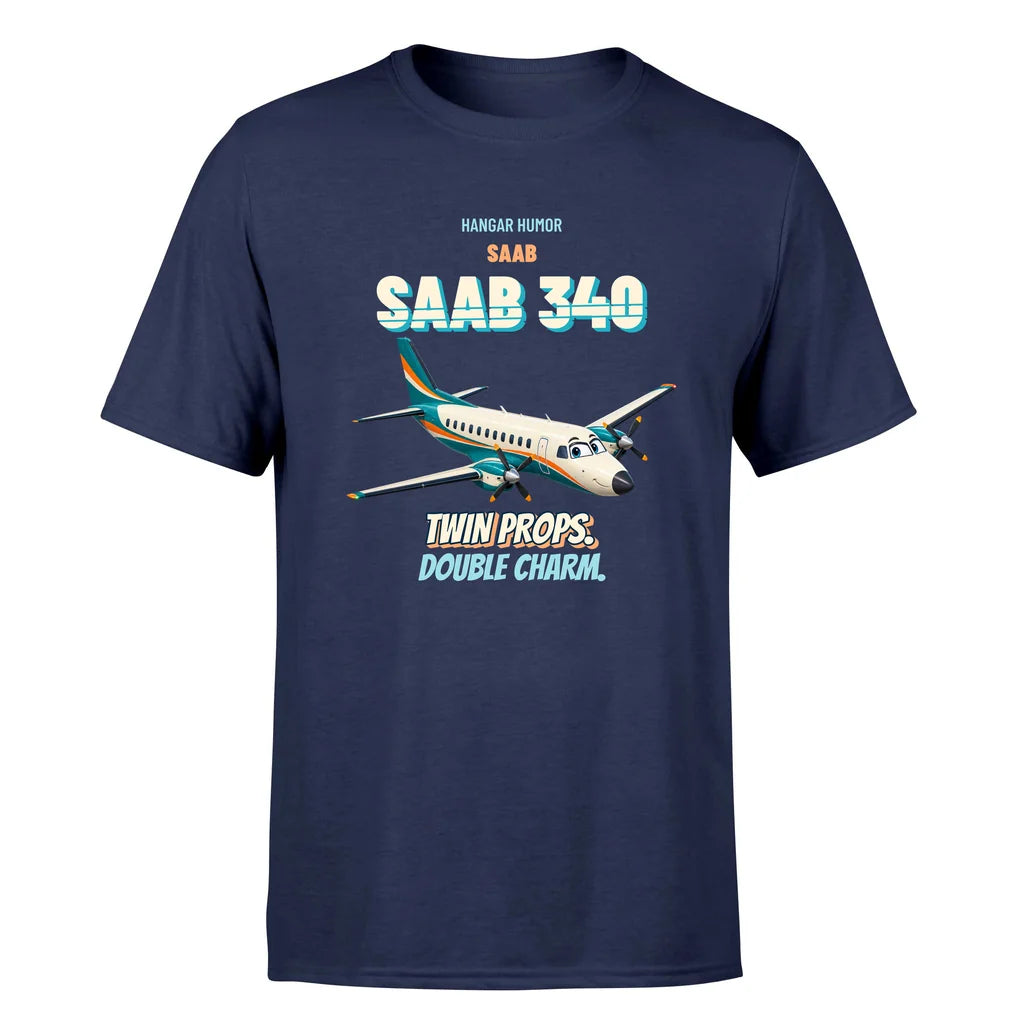 Saab 340B - Twin props. Double charm. - Premium T-Shirt design on navyblue premium t shirt