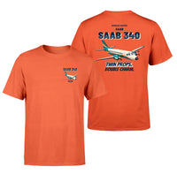 Thumbnail for Saab 340B - Twin props. Double charm. - Double-Side T-Shirt design on orange double side t shirt