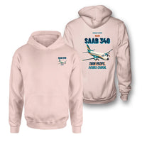 Thumbnail for Saab 340B - Twin props. Double charm. - Double-Side Hoodie design on pink double side hoodie