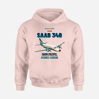Thumbnail for Saab 340B - Twin props. Double charm. design on pink hoodie single side