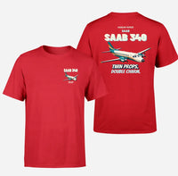 Thumbnail for Saab 340B - Twin props. Double charm. - Double-Side T-Shirt design on red double side t shirt