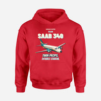 Thumbnail for Saab 340B - Twin props. Double charm. design on red hoodie single side