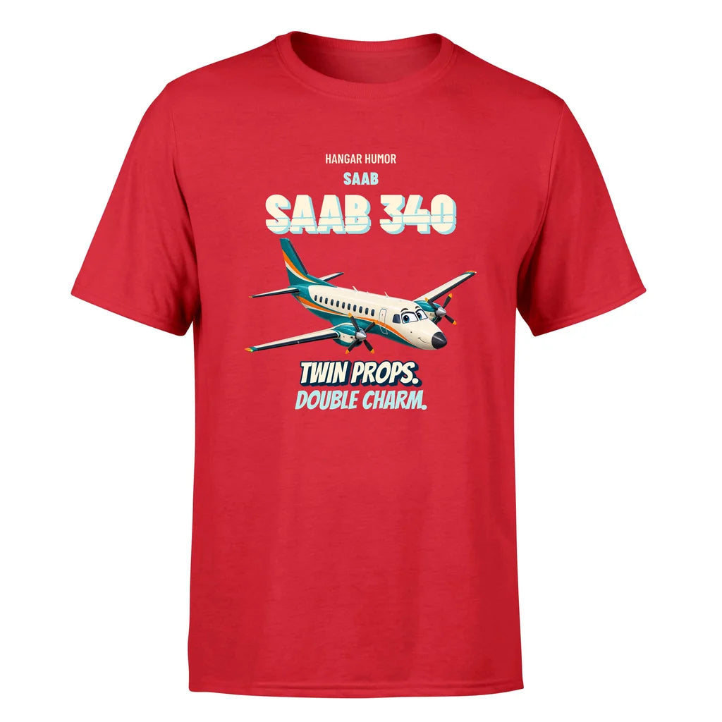 Saab 340B - Twin props. Double charm. - Premium T-Shirt design on red premium t shirt
