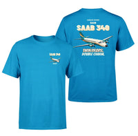 Thumbnail for Saab 340B - Twin props. Double charm. - Double-Side T-Shirt design on turquoise double side t shirt
