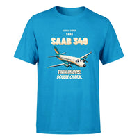 Thumbnail for Saab 340B - Twin props. Double charm. - Premium T-Shirt design on turquoise premium t shirt