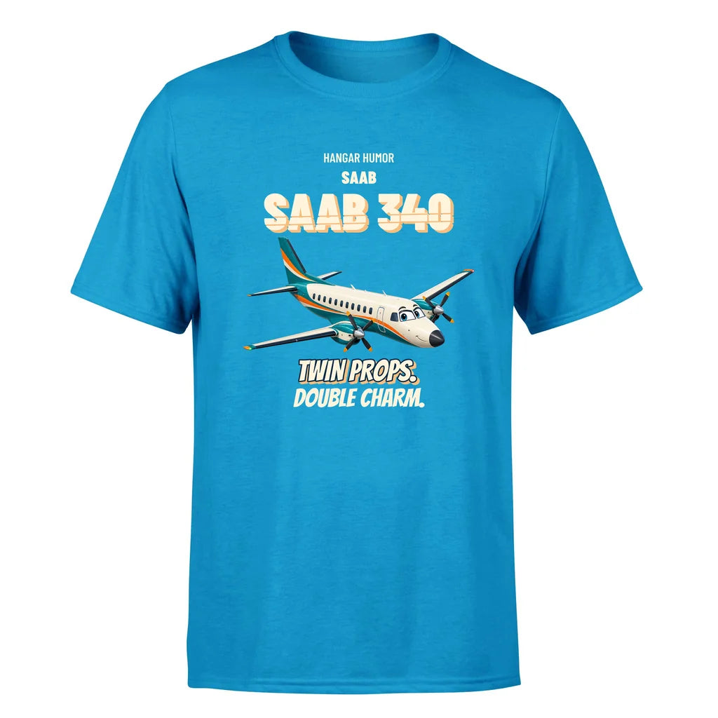 Saab 340B - Twin props. Double charm. - Premium T-Shirt design on turquoise premium t shirt