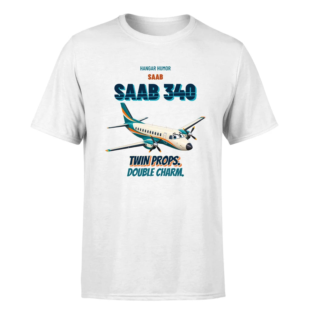 Saab 340B - Twin props. Double charm. - Premium T-Shirt design on white premium t shirt