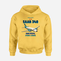 Thumbnail for Saab 340B - Twin props. Double charm. design on yellow hoodie single side