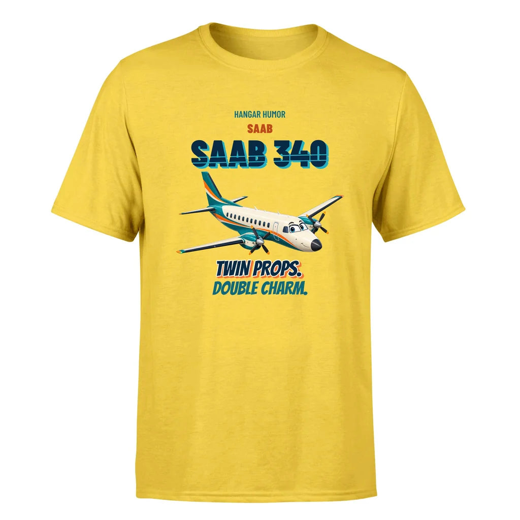 Saab 340B - Twin props. Double charm. - Premium T-Shirt design on yellow premium t shirt