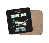 Thumbnail for Saab 340B - Twin props. Double charm. design on black 1 piece coaster