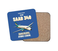 Thumbnail for Saab 340B - Twin props. Double charm. design on blue 1 piece coaster