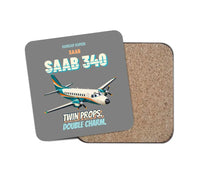 Thumbnail for Saab 340B - Twin props. Double charm. design on gray 1 piece coaster