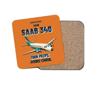 Thumbnail for Saab 340B - Twin props. Double charm. design on orange 1 piece coaster
