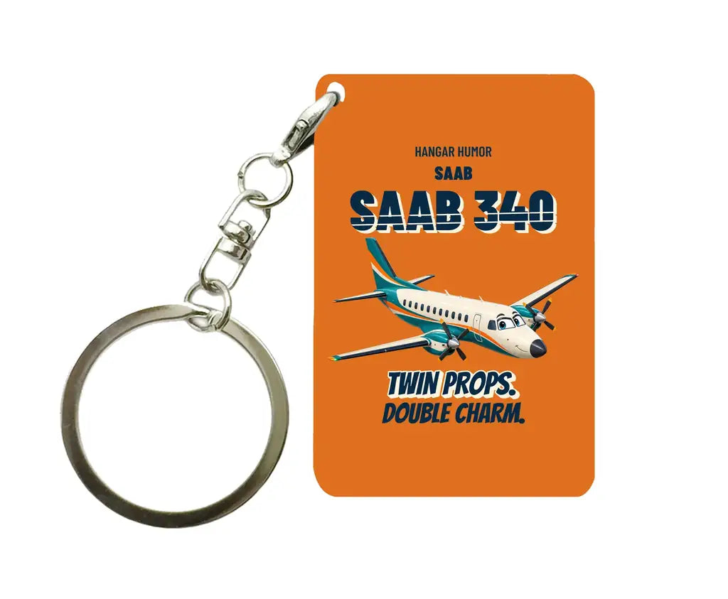 Saab 340B - Twin props. Double charm. design on orange key chain