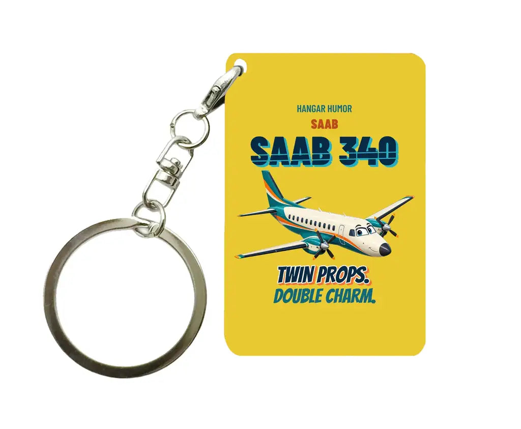 Saab 340B - Twin props. Double charm. design on yellow key chain