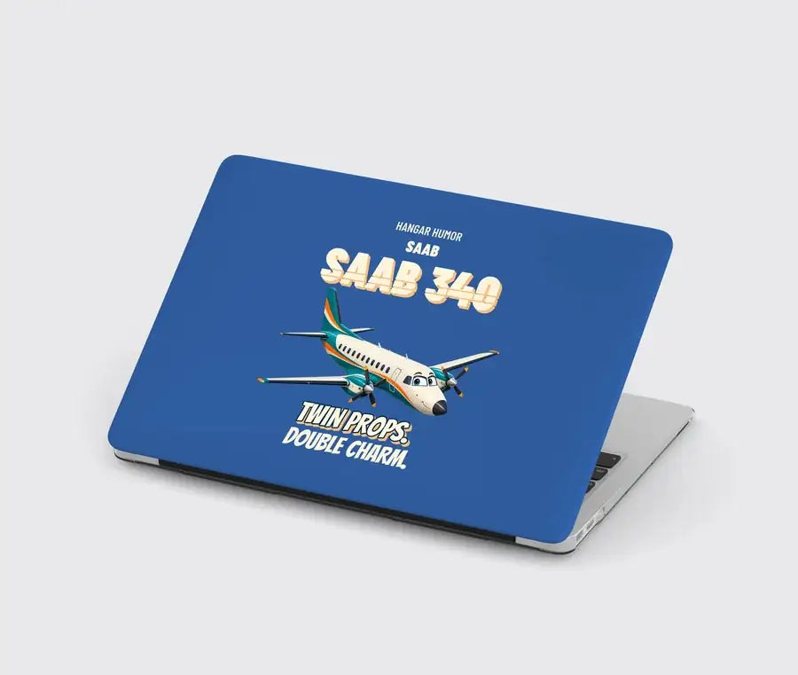 Saab 340B - Twin props. Double charm. design on blue MacBook case