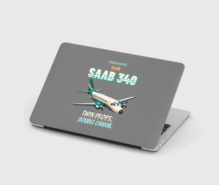 Saab 340B - Twin props. Double charm. design on gray MacBook case