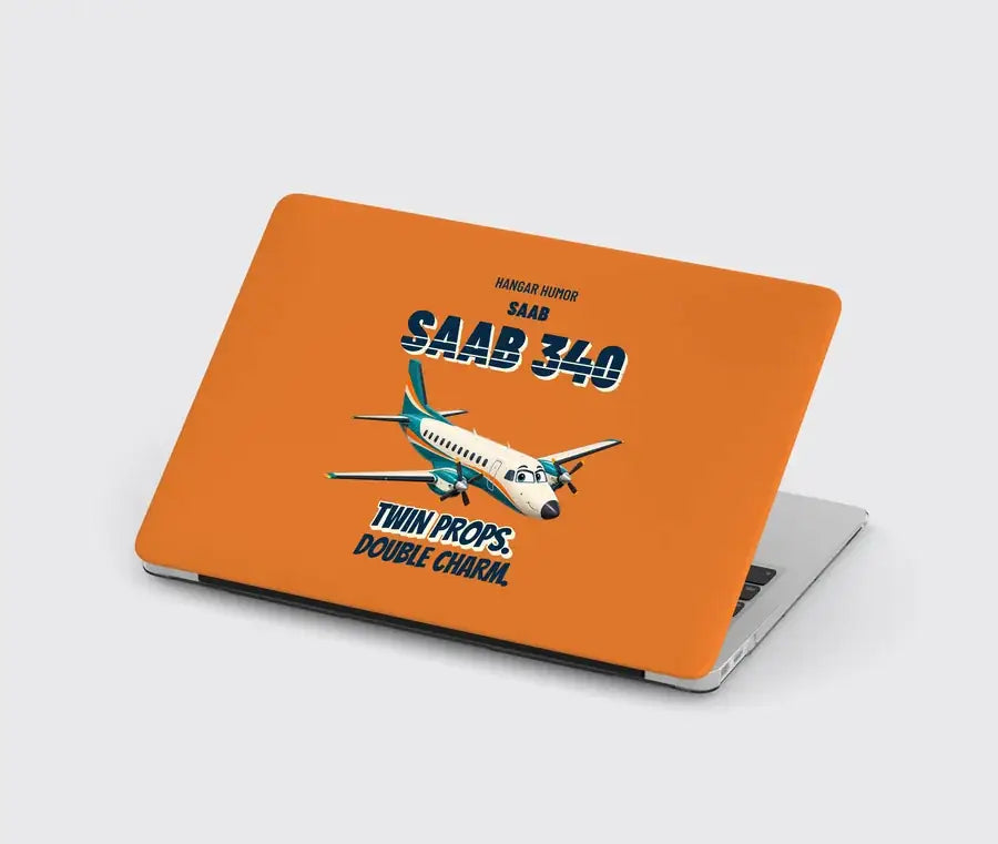 Saab 340B - Twin props. Double charm. design on orange MacBook case