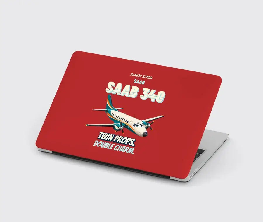 Saab 340B - Twin props. Double charm. design on red MacBook case