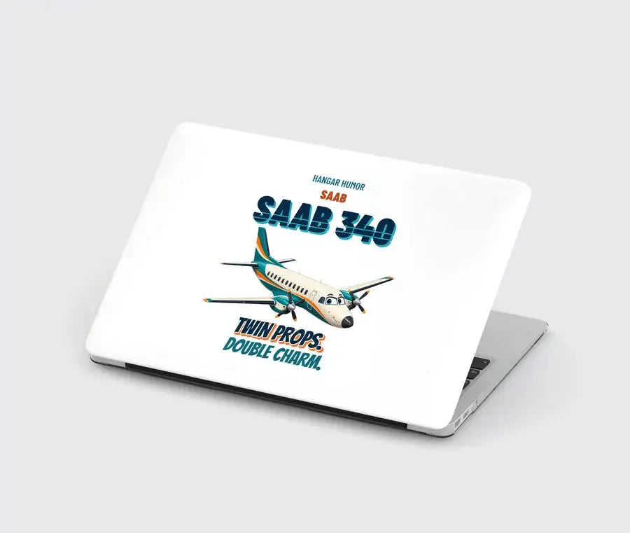 Saab 340B - Twin props. Double charm. design on white MacBook case