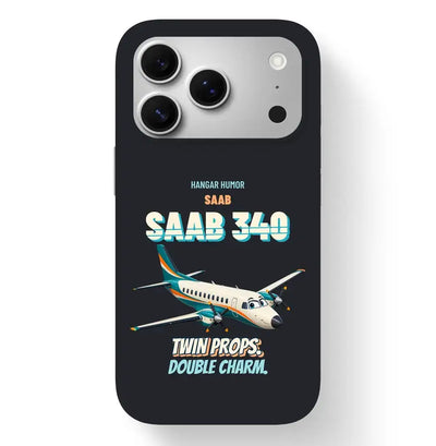 Saab 340B - Twin props. Double charm. design on black magsafe iphone 17 pro
