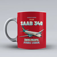 Thumbnail for Saab 340B - Twin props. Double charm. design on red ceramic mug