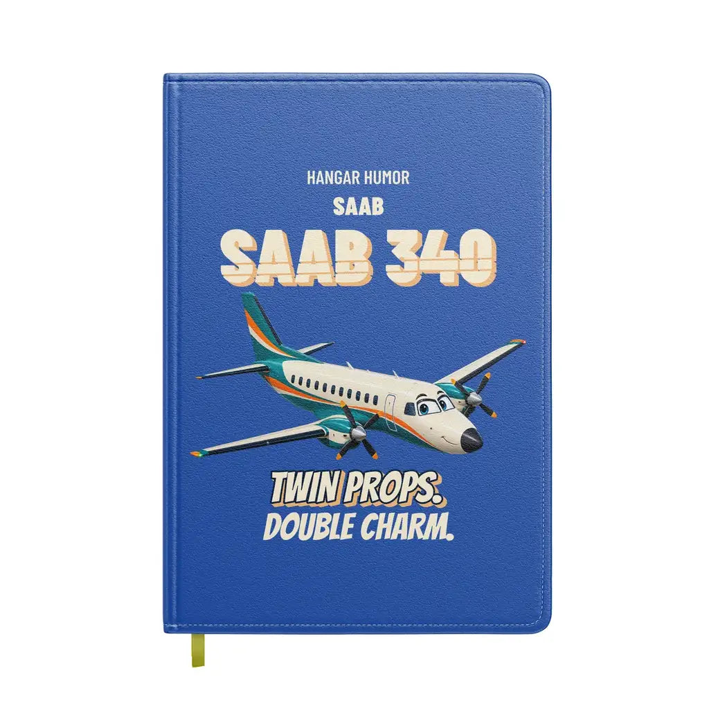Saab 340B - Twin props. Double charm. design on blue notebook