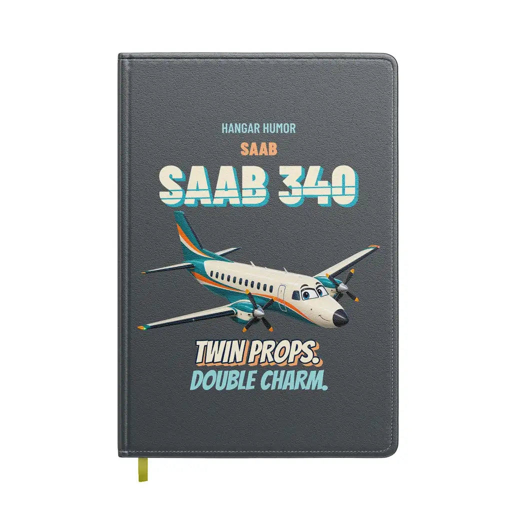 Saab 340B - Twin props. Double charm. design on gray notebook