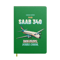 Thumbnail for Saab 340B - Twin props. Double charm. design on green notebook