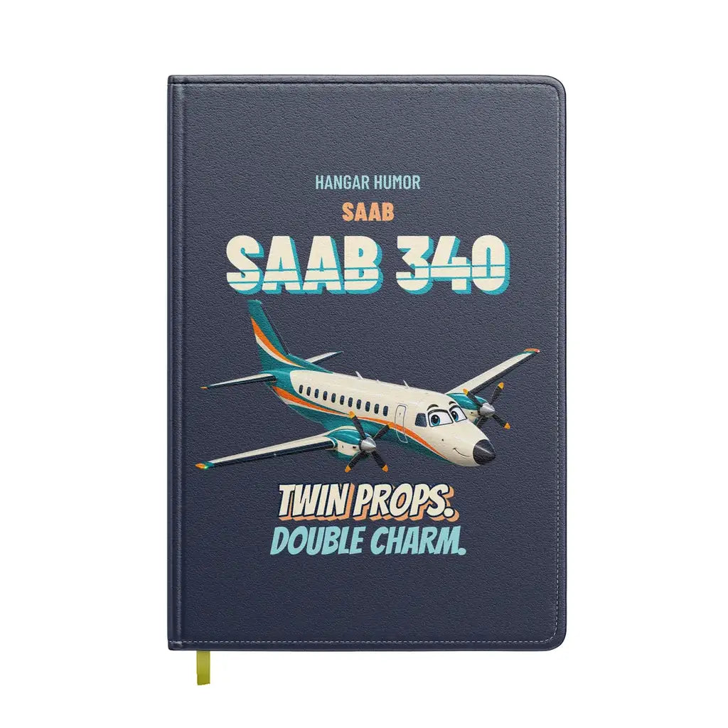 Saab 340B - Twin props. Double charm. design on navy blue notebook