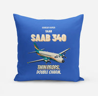 Thumbnail for Saab 340B - Twin props. Double charm. design on blue pillow