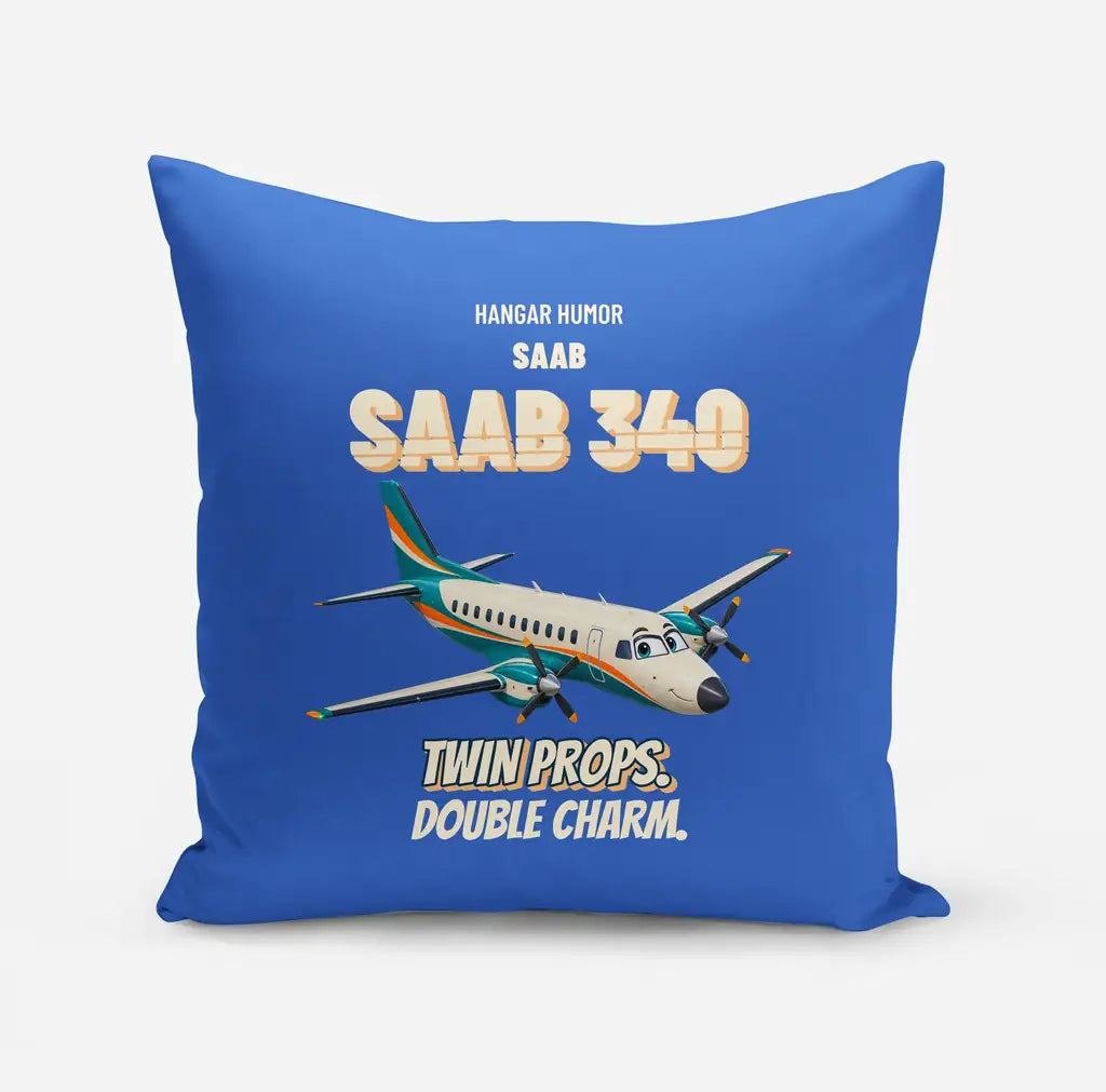 Saab 340B - Twin props. Double charm. design on blue pillow