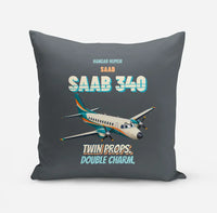 Thumbnail for Saab 340B - Twin props. Double charm. design on gray pillow