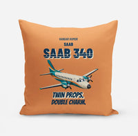 Thumbnail for Saab 340B - Twin props. Double charm. design on orange pillow