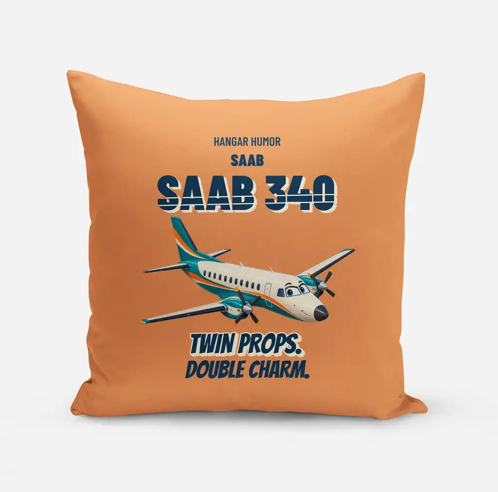 Saab 340B - Twin props. Double charm. design on orange pillow