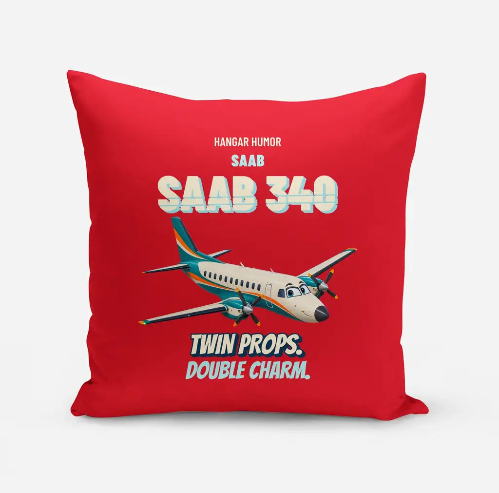 Saab 340B - Twin props. Double charm. design on red pillow
