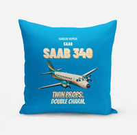 Thumbnail for Saab 340B - Twin props. Double charm. design on turquoise pillow