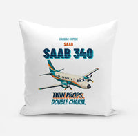 Thumbnail for Saab 340B - Twin props. Double charm. design on white pillow