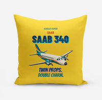 Thumbnail for Saab 340B - Twin props. Double charm. design on yellow pillow